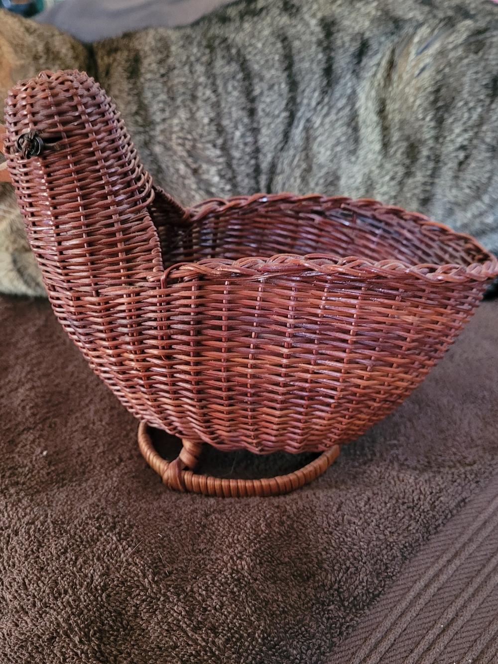 Woven Brown Rattan Bird-Shaped Decorative Basket